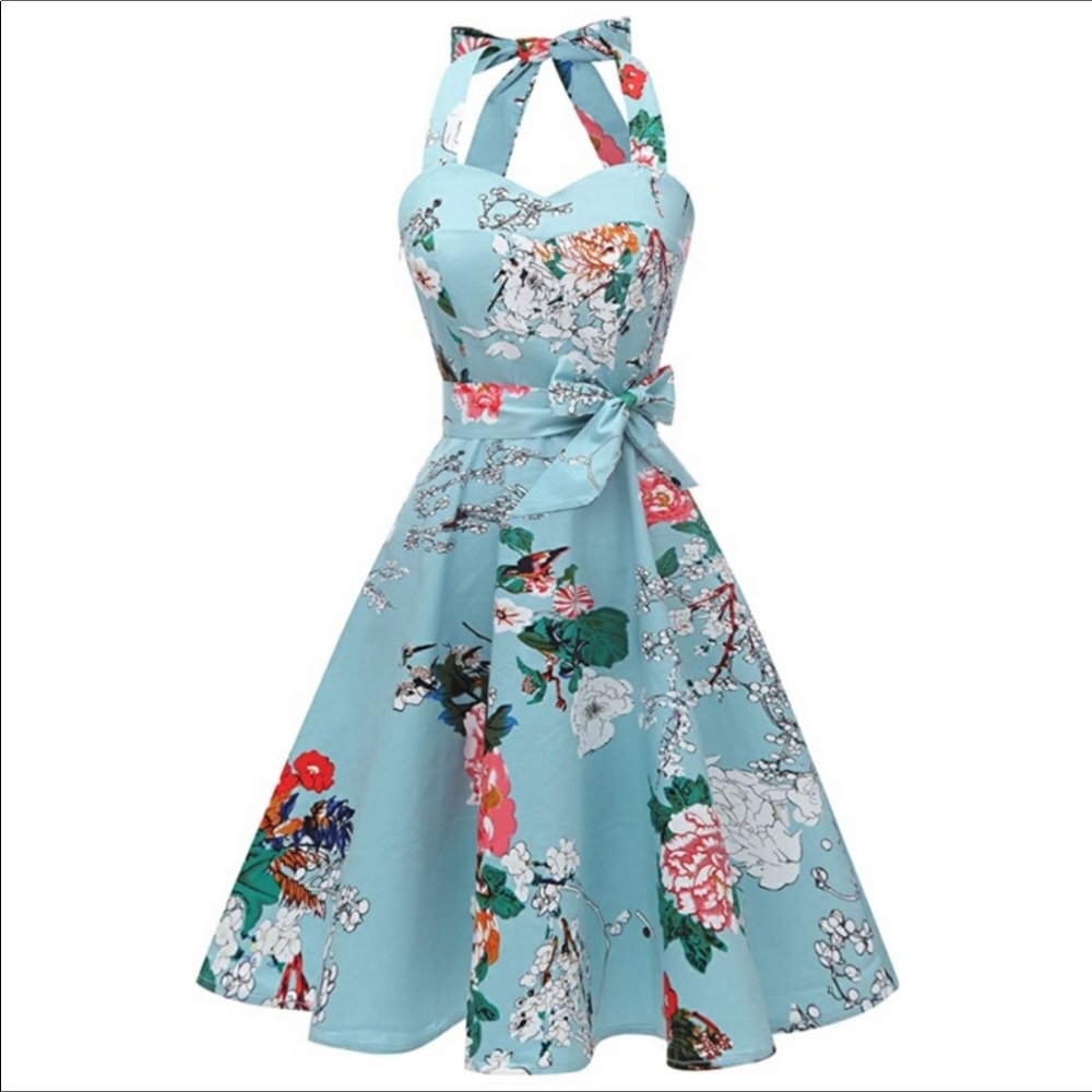 🆕️ Vintage 1950s Halter Retro Cocktail Dress